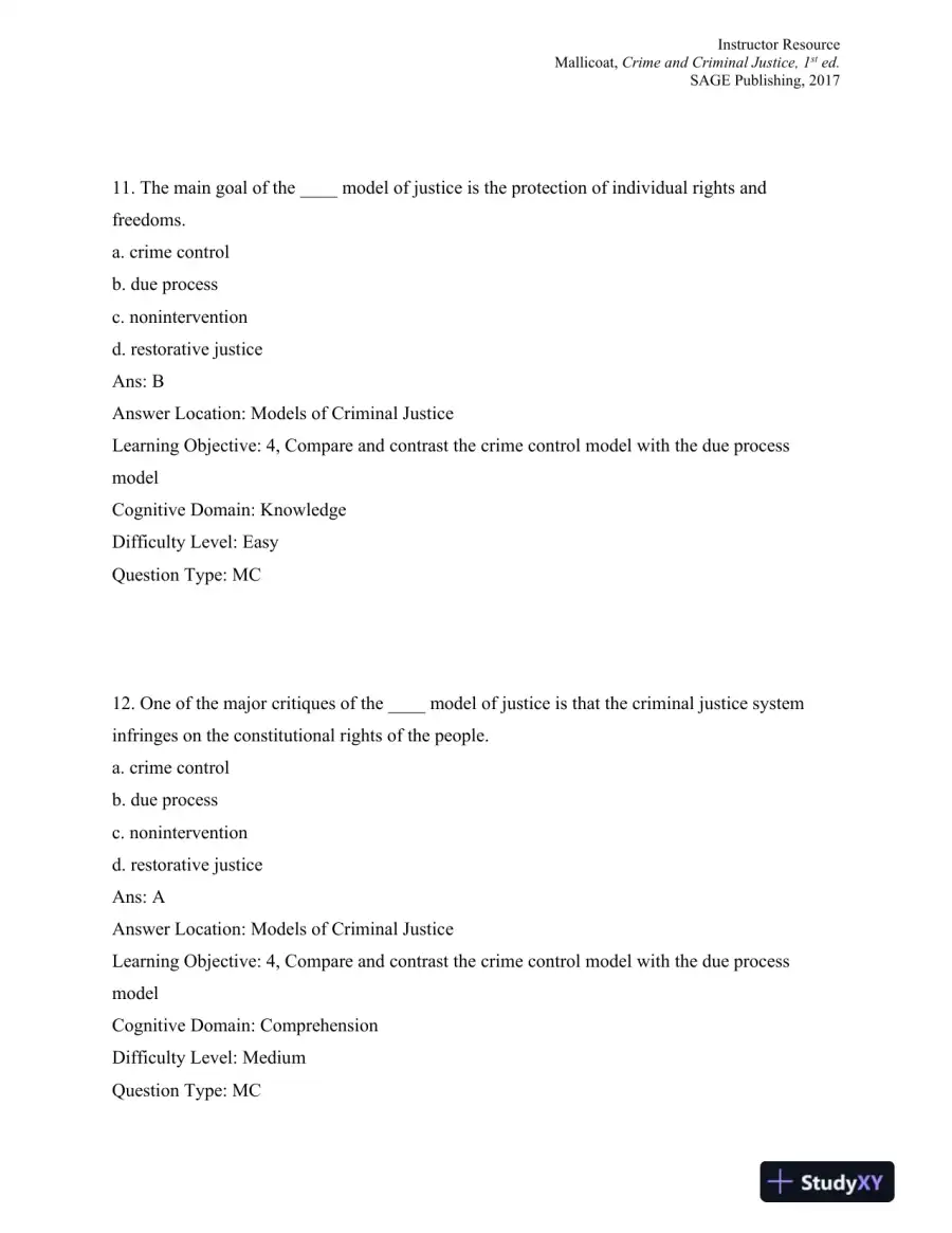 Crime and Criminal Justice: Concepts and Controversies 1st Edition Test Bank, page 7