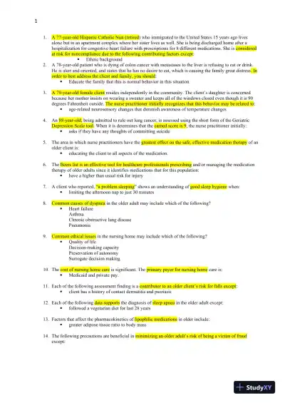 NR601 Pharmacology Final Exam Week 8 With Answers (100 Solved Questions) - Page 3 preview image