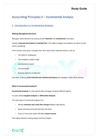 Accounting Principles II – Incremental Analysis - Page 1 preview image