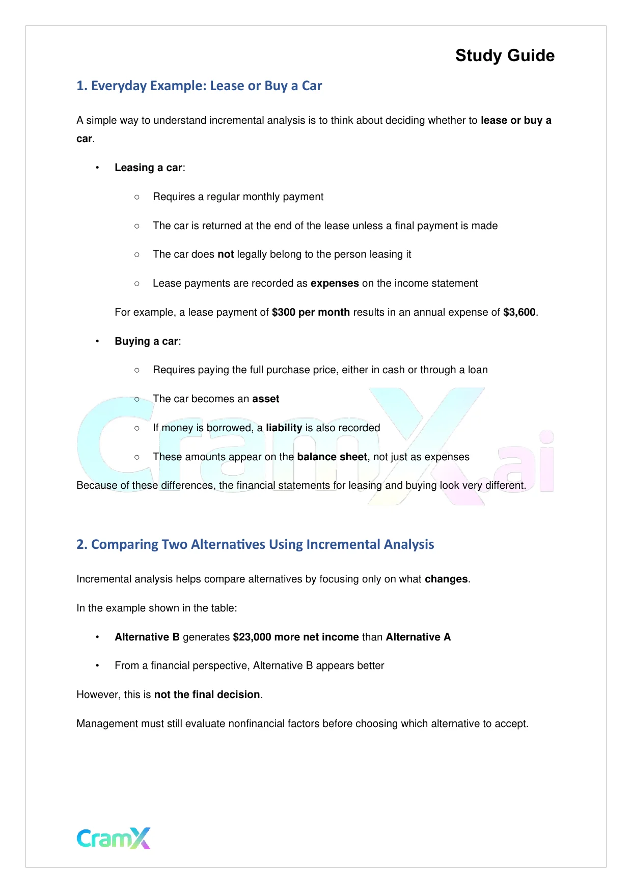 Accounting Principles II   – Incremental Analysis - Page 2 preview image