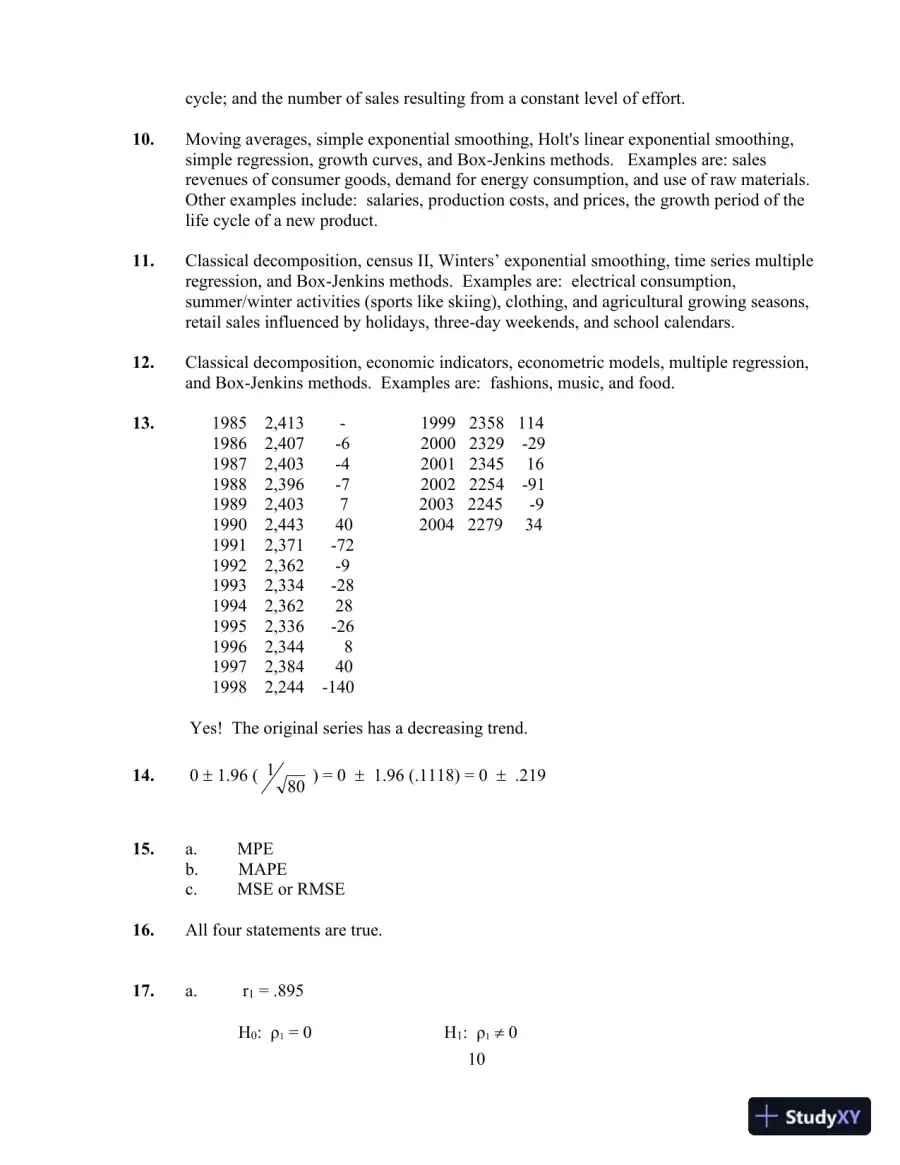 Solution Manual for Business Forecasting, 9th Edition, page 15