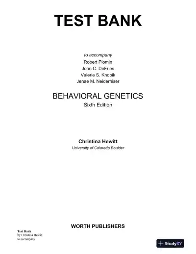 Behavioral Genetics Sixth Edition Test Bank - Page 1 preview image