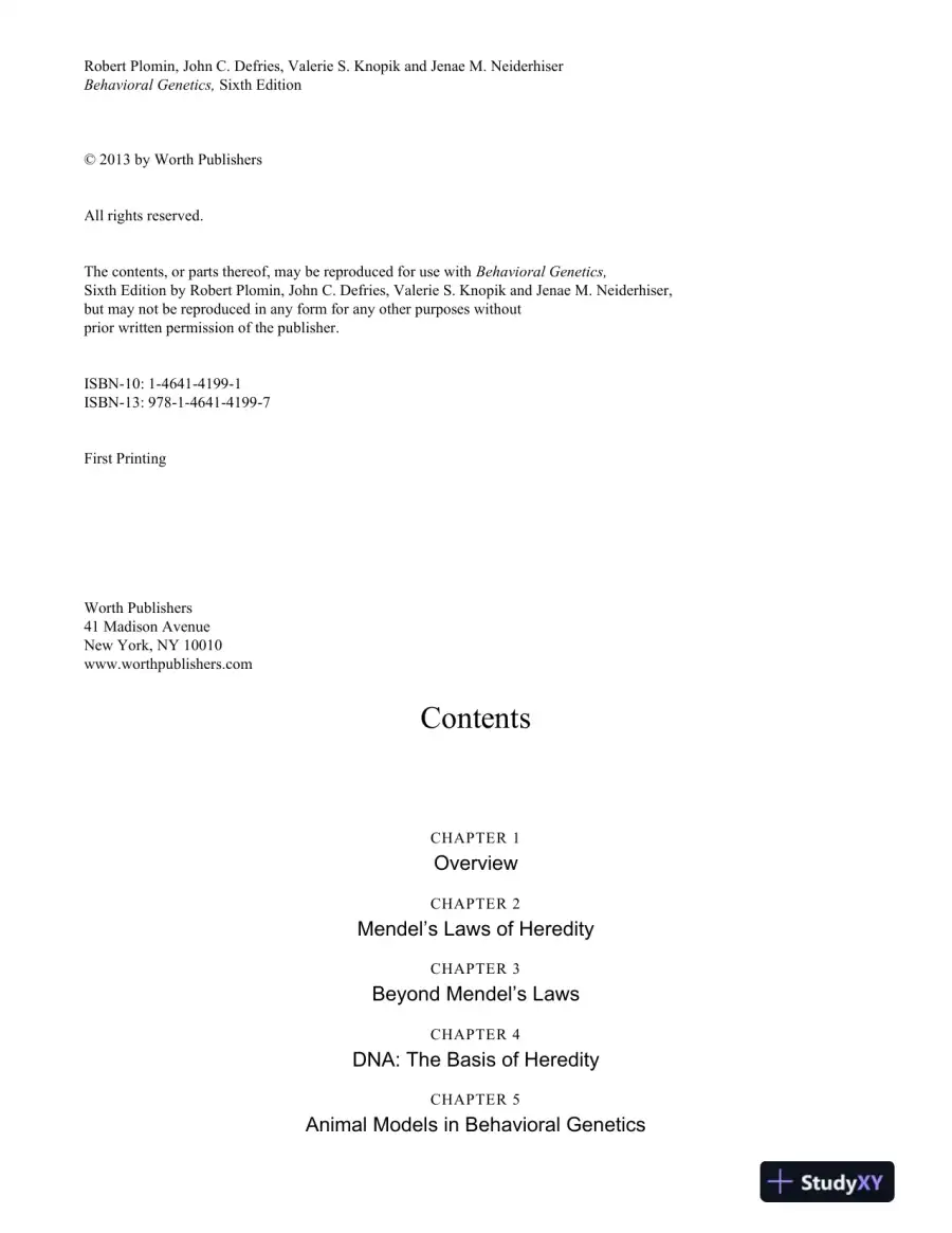 Behavioral Genetics Sixth Edition Test Bank, page 3