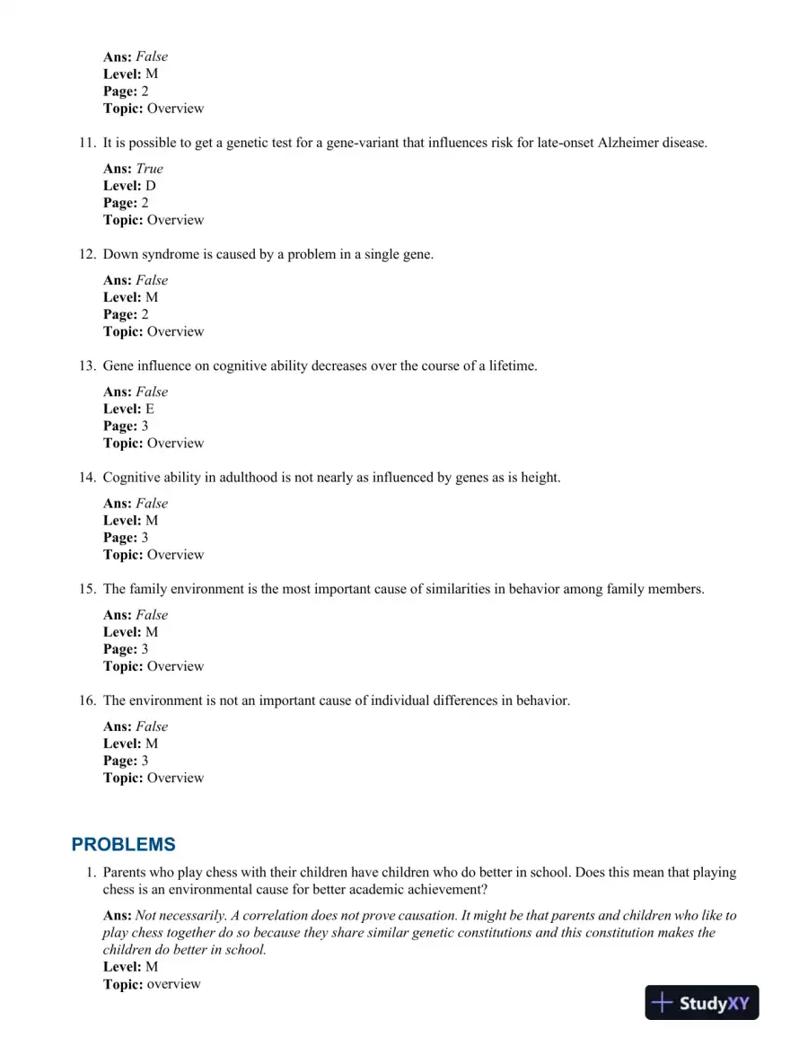 Behavioral Genetics Sixth Edition Test Bank, page 7