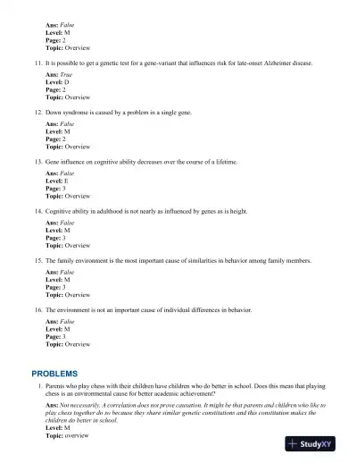 Behavioral Genetics Sixth Edition Test Bank - Page 7 preview image