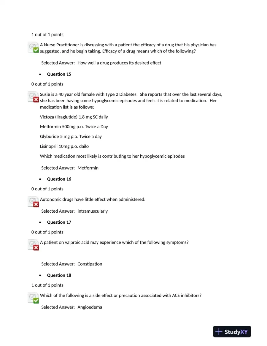 2020 NURS6521 Pharmacology Midterm Exam Week 7 With Answers (101 Solved Questions), page 5