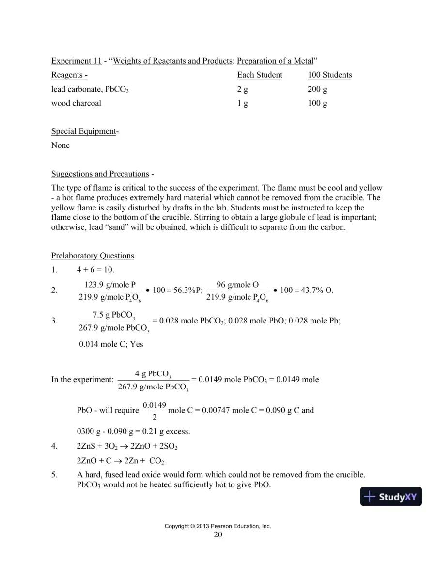 Chemistry And Life In The Laboratory: Experiments, 6th Edition Solution Manual, page 14