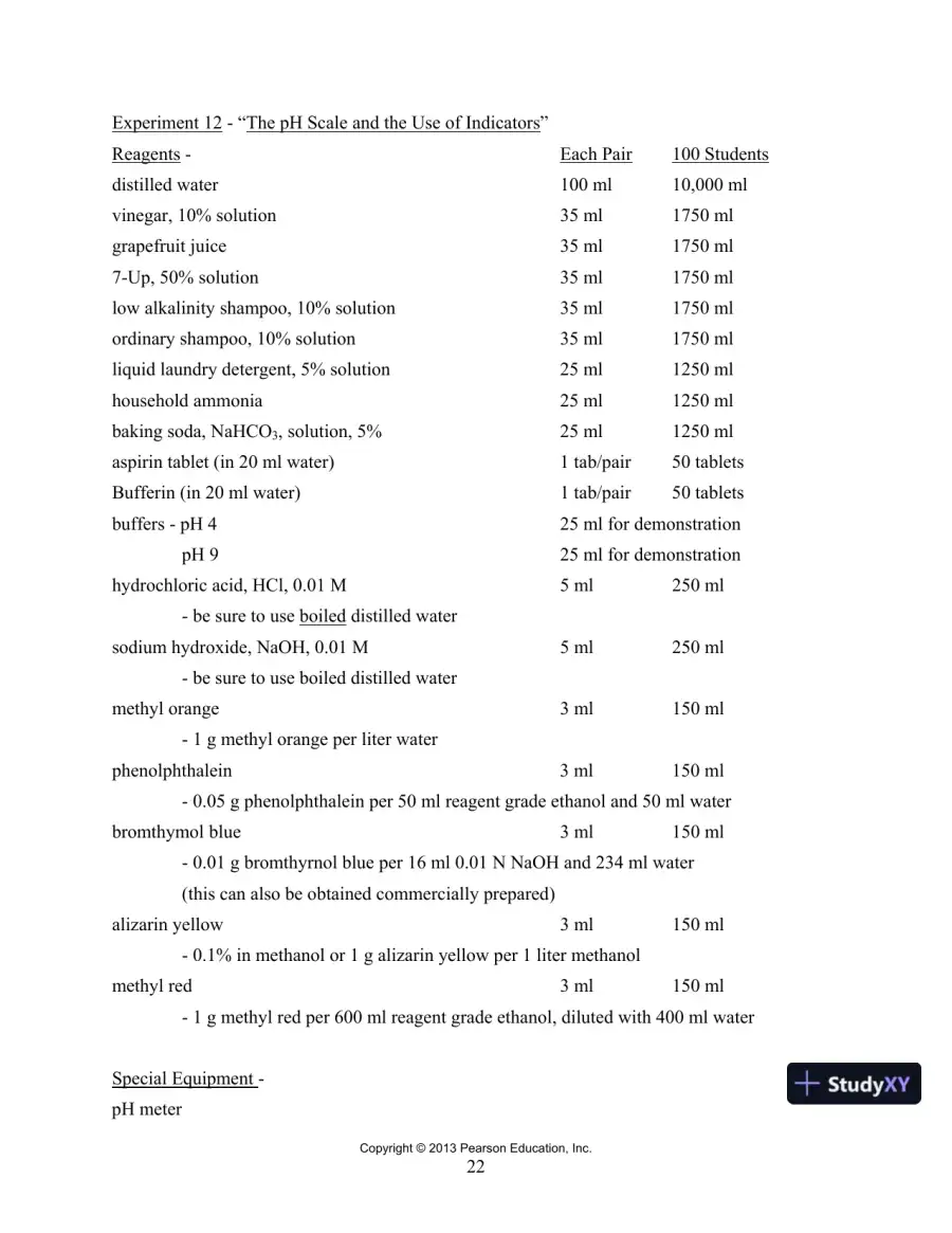 Chemistry And Life In The Laboratory: Experiments, 6th Edition Solution Manual, page 16