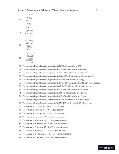 Solution Manual for Developmental Mathematics with Applications and Visualization: Prealgebra, Beginning Algebra, and Intermediate Algebra, 2nd Edition - Page 12 preview image