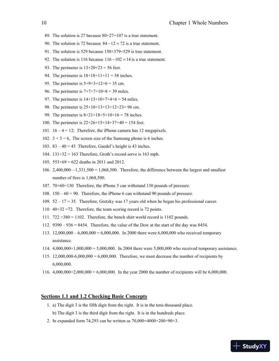 Solution Manual for Developmental Mathematics with Applications and Visualization: Prealgebra, Beginning Algebra, and Intermediate Algebra, 2nd Edition, page 13