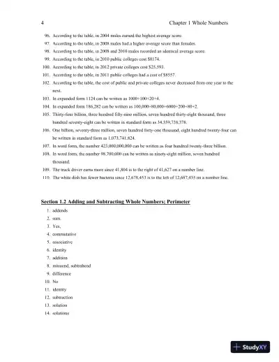 Solution Manual for Developmental Mathematics with Applications and Visualization: Prealgebra, Beginning Algebra, and Intermediate Algebra, 2nd Edition - Page 7 preview image