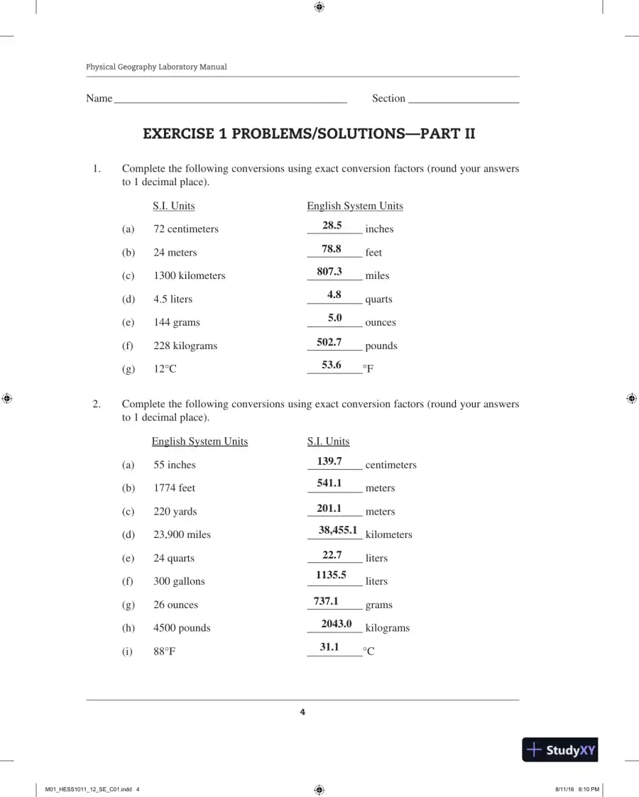 Solution Manual for Physical Geography Laboratory Manual, 12th Edition, page 12