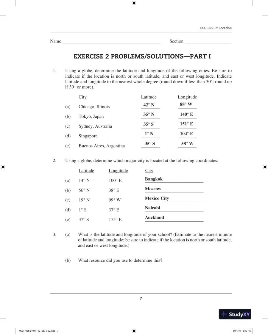 Solution Manual for Physical Geography Laboratory Manual, 12th Edition, page 13