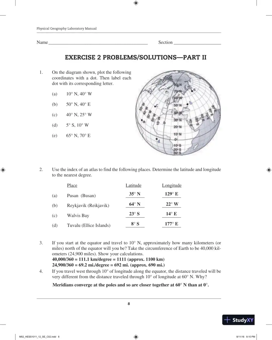 Solution Manual for Physical Geography Laboratory Manual, 12th Edition, page 14