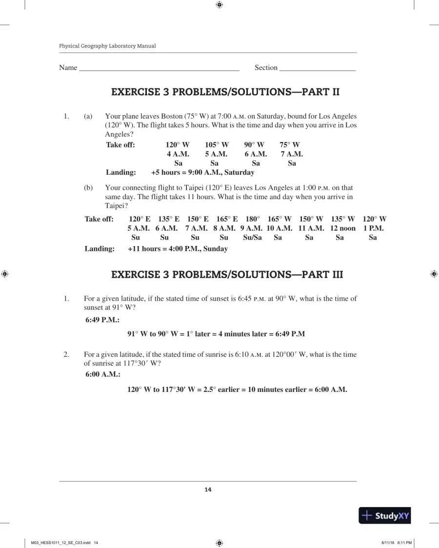 Solution Manual for Physical Geography Laboratory Manual, 12th Edition, page 16