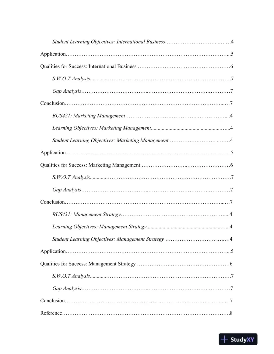 INTEGRATED PORTFOLIO: BACHELOR OF BUSINESS ADMINISTRATION Baker College, page 5