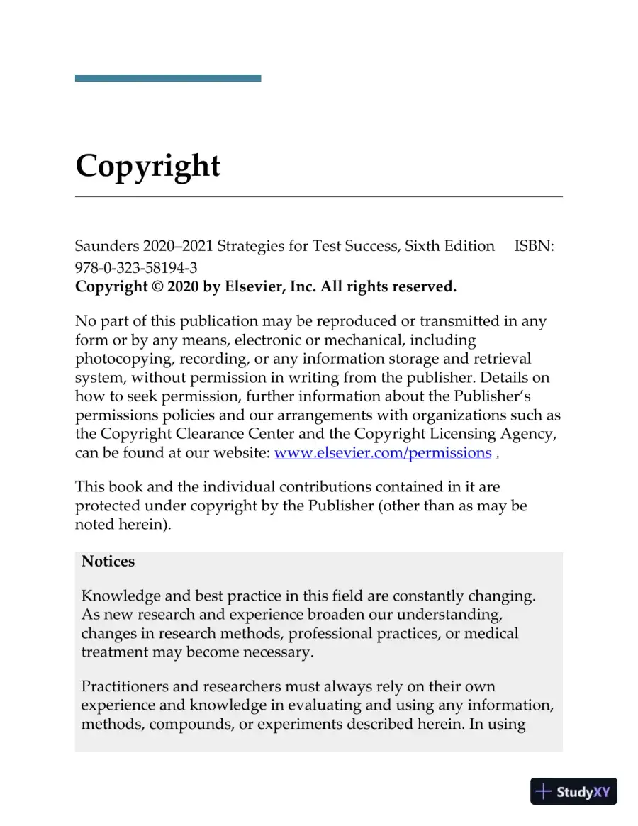 Saunders 2020-2021 Strategies for Test Success: Passing Nursing School and the NCLEX Exam (2019), page 15