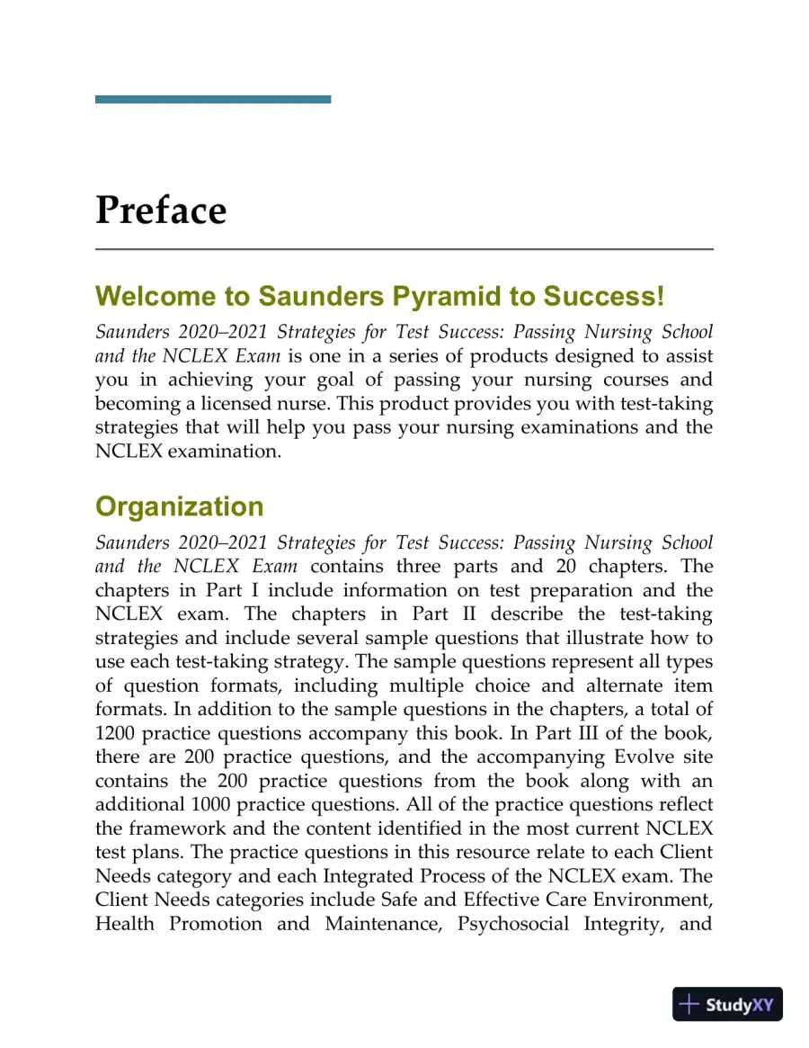 Saunders 2020-2021 Strategies for Test Success: Passing Nursing School and the NCLEX Exam (2019), page 27