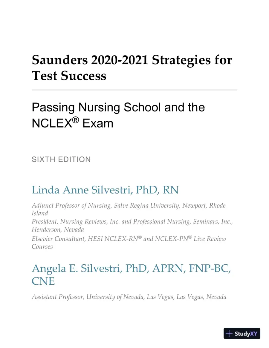 Saunders 2020-2021 Strategies for Test Success: Passing Nursing School and the NCLEX Exam (2019), page 3