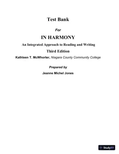 Test Bank for In Harmony: Reading and Writing , 3rd Edition - Page 1 preview image
