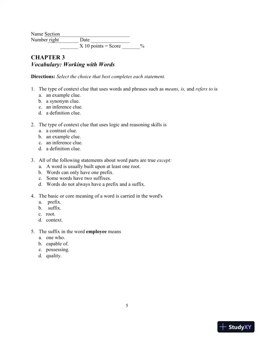 Test Bank for In Harmony: Reading and Writing , 3rd Edition, page 10