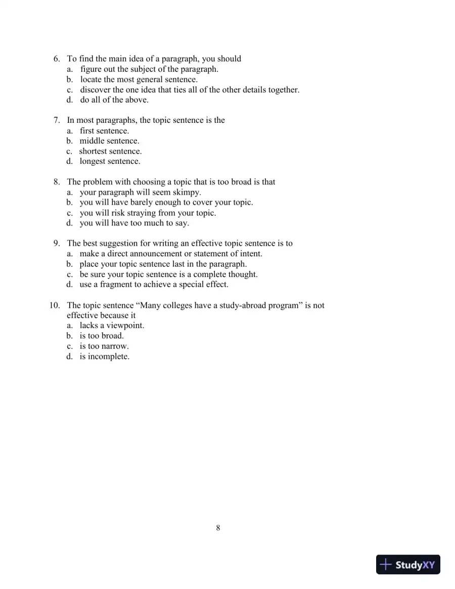 Test Bank for In Harmony: Reading and Writing , 3rd Edition, page 13