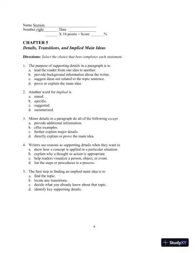 Test Bank for In Harmony: Reading and Writing , 3rd Edition - Page 14 preview image