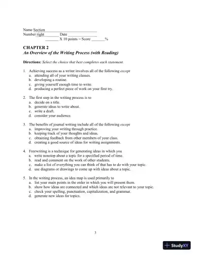 Test Bank for In Harmony: Reading and Writing , 3rd Edition - Page 8 preview image