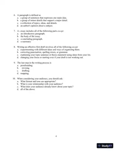 Test Bank for In Harmony: Reading and Writing , 3rd Edition - Page 9 preview image