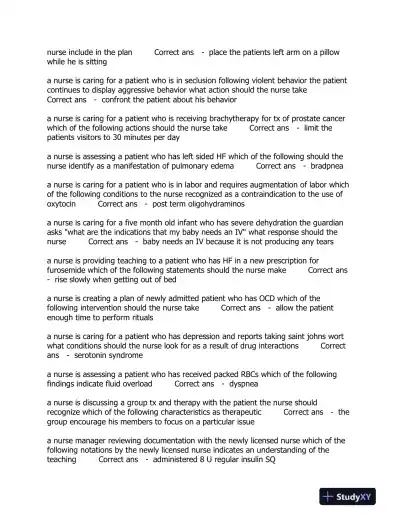 2019-2023 ATI RN Psychology Comprehensive Predictor Exam With Answers (150 Solved Questions) - Page 4 preview image