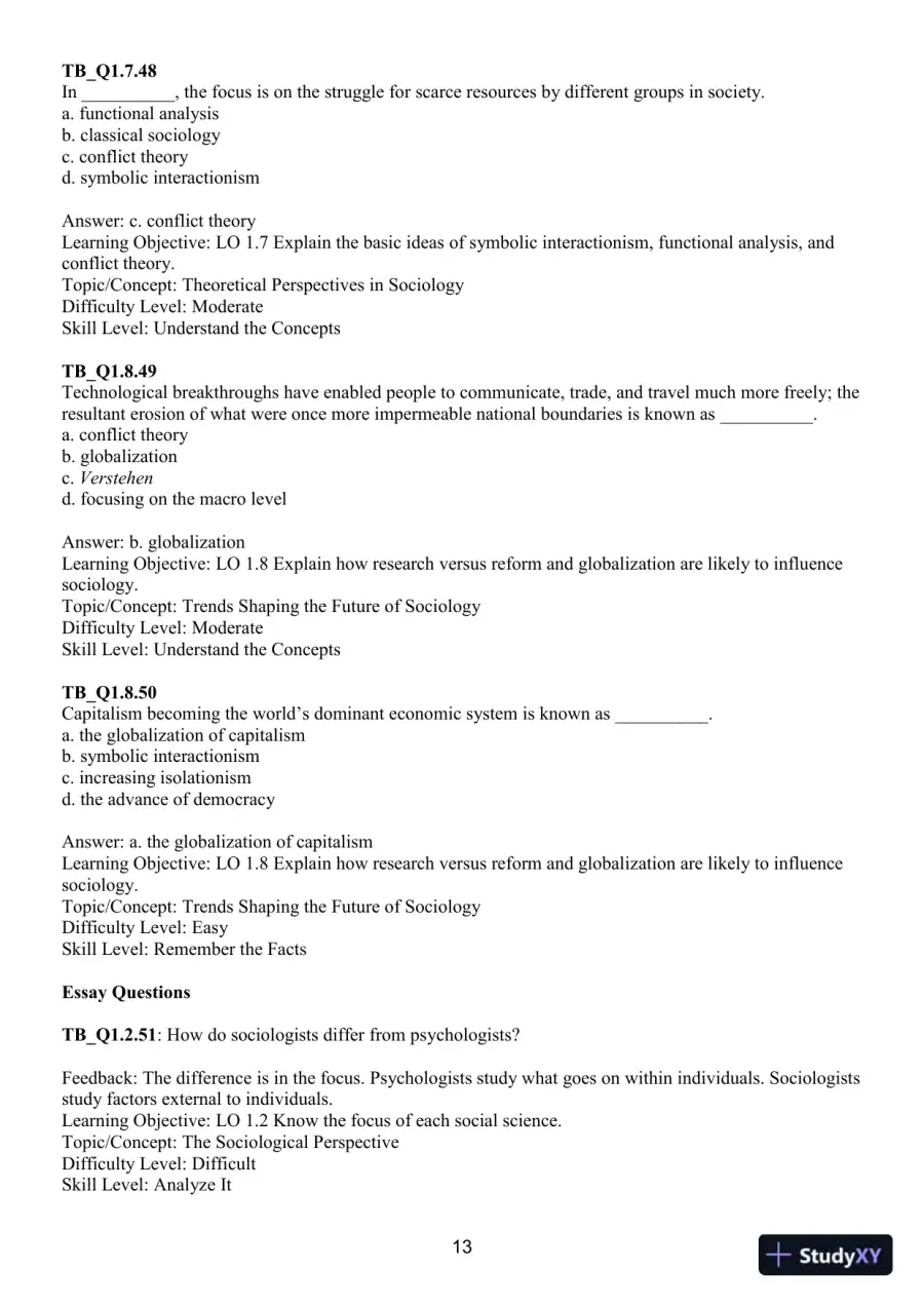 Test Bank for Revel for Sociology, 14th Edition, page 16