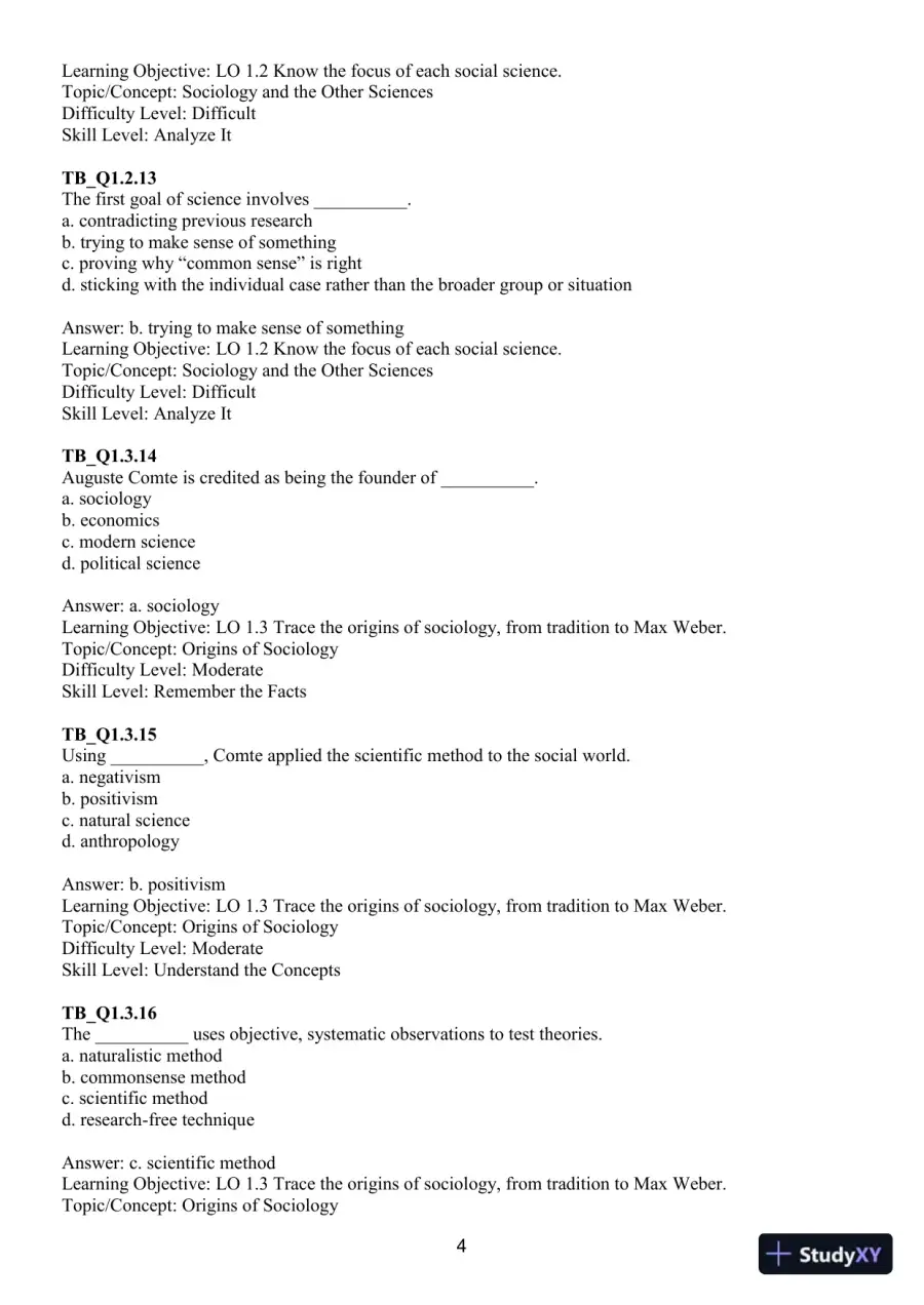 Test Bank for Revel for Sociology, 14th Edition, page 7