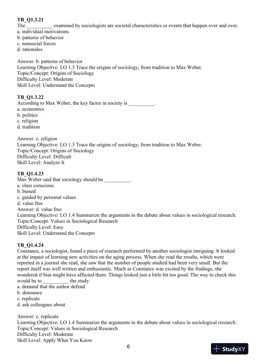 Test Bank for Revel for Sociology, 14th Edition, page 9