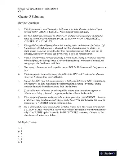Solution Manual For Oracle 12c: SQL, 3rd Edition - Page 11 preview image