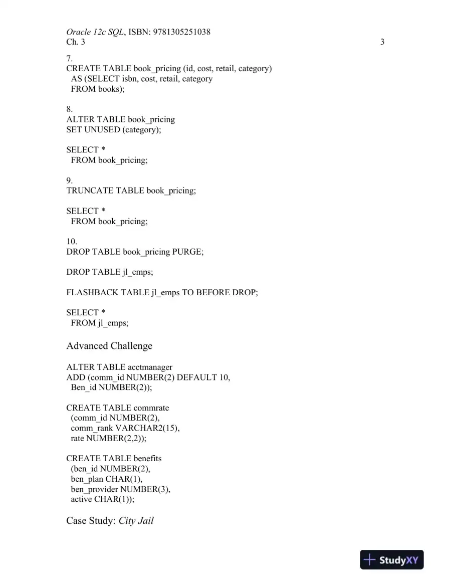 Solution Manual For Oracle 12c: SQL, 3rd Edition, page 13