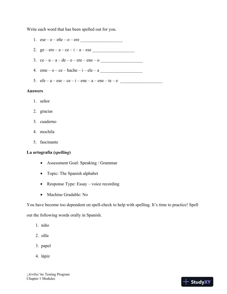 Test Bank for �Arriba!: Comunicaci�n y cultura, 6th Edition, page 14