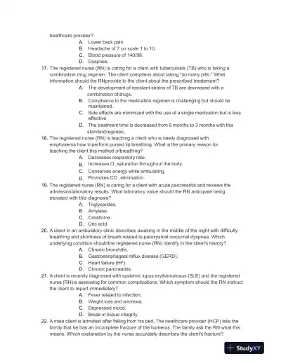 2023 HESI Medical Surgical Exit Exam With Answers (116 Solved Questions) - Page 4 preview image