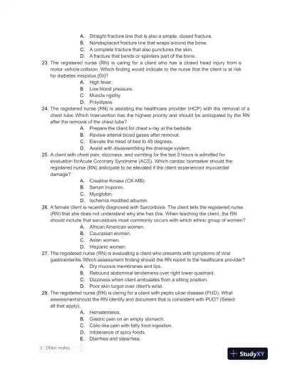 2023 HESI Medical Surgical Exit Exam With Answers (116 Solved Questions) - Page 5 preview image