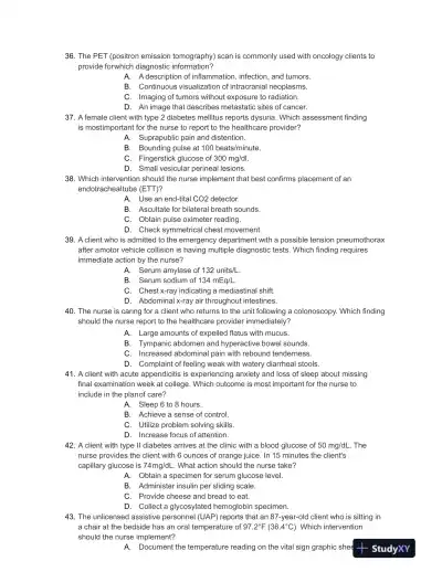 2023 HESI Medical Surgical Exit Exam With Answers (116 Solved Questions) - Page 7 preview image