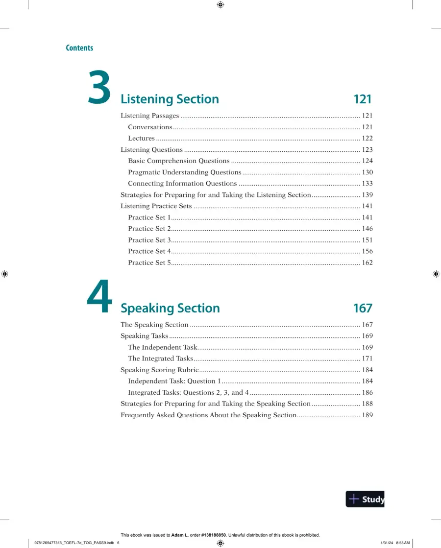The Official Guide to the TOEFL iBT Test, Seventh Edition (2024), page 10