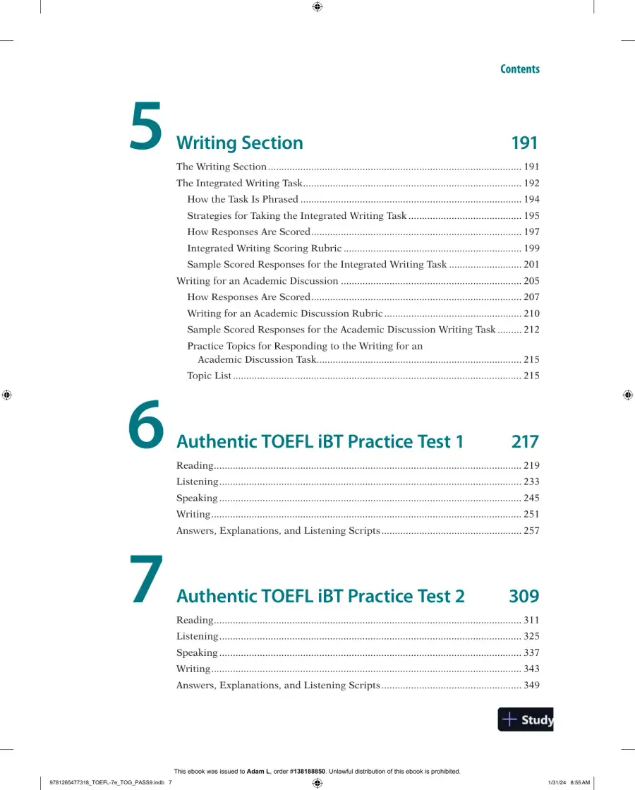 The Official Guide to the TOEFL iBT Test, Seventh Edition (2024), page 11