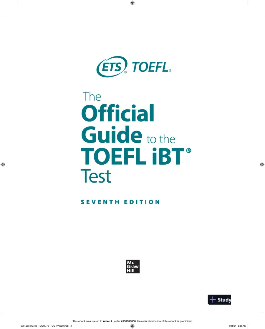 The Official Guide to the TOEFL iBT Test, Seventh Edition (2024), page 7
