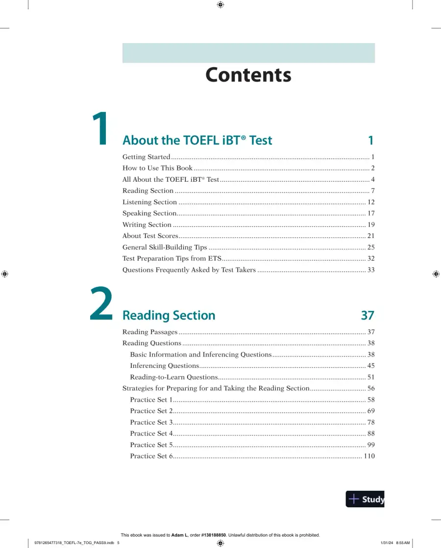 The Official Guide to the TOEFL iBT Test, Seventh Edition (2024), page 9