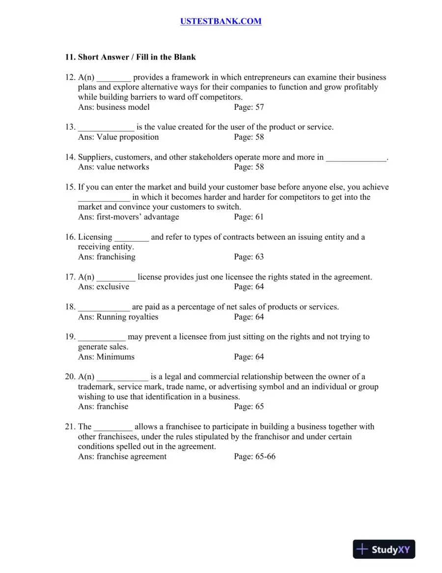 Test Bank for Patterns of Entrepreneurship Management, 4th Edition, page 15