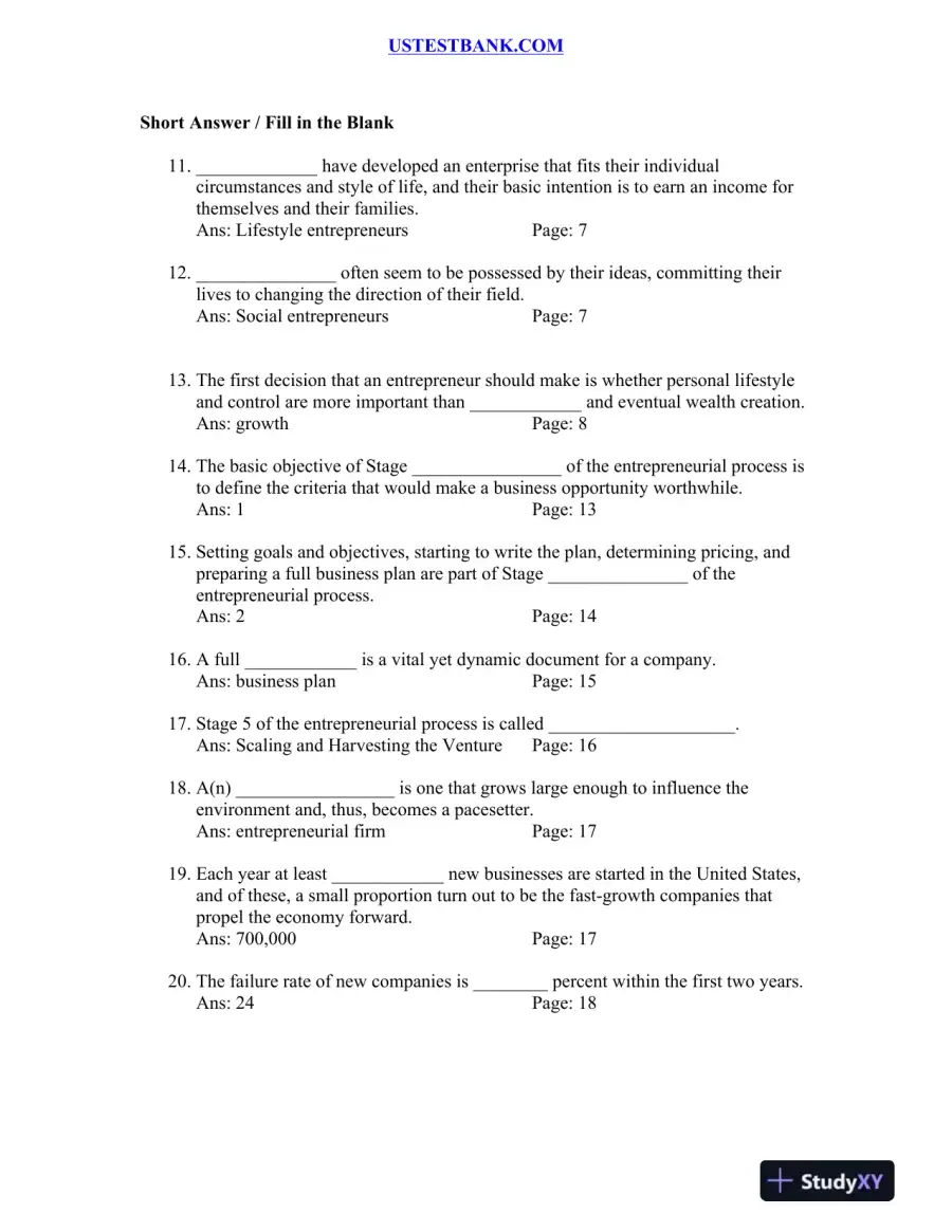 Test Bank for Patterns of Entrepreneurship Management, 4th Edition, page 3