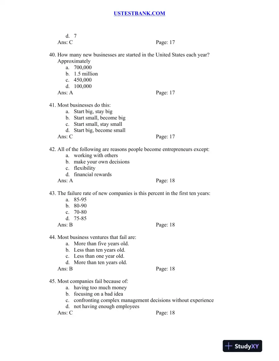 Test Bank for Patterns of Entrepreneurship Management, 4th Edition, page 7