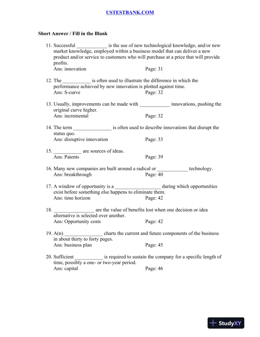 Test Bank for Patterns of Entrepreneurship Management, 4th Edition, page 9