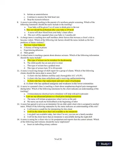2023 RN Comprehensive Predictor Form C with Answers (180 Solved Questions) - Page 4 preview image