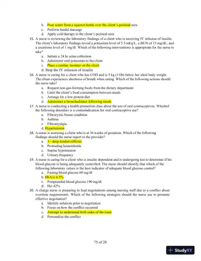 2023 RN Comprehensive Predictor Form C with Answers (180 Solved Questions) - Page 5 preview image