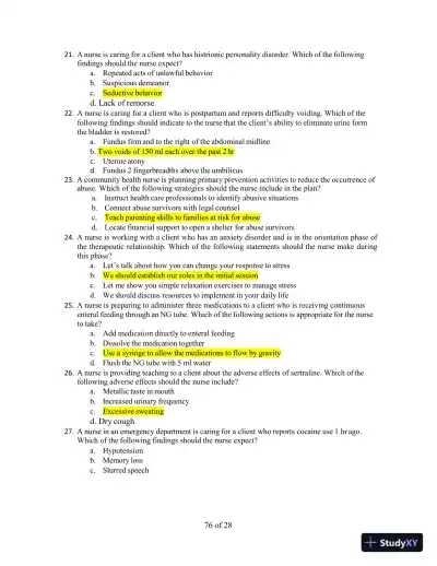 2023 RN Comprehensive Predictor Form C with Answers (180 Solved Questions) - Page 6 preview image